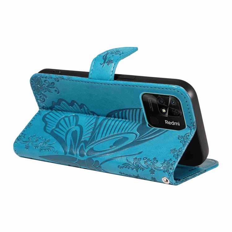 For Xiaomi Redmi 10C Swallowtail Butterfly Embossed Leather Phone Case