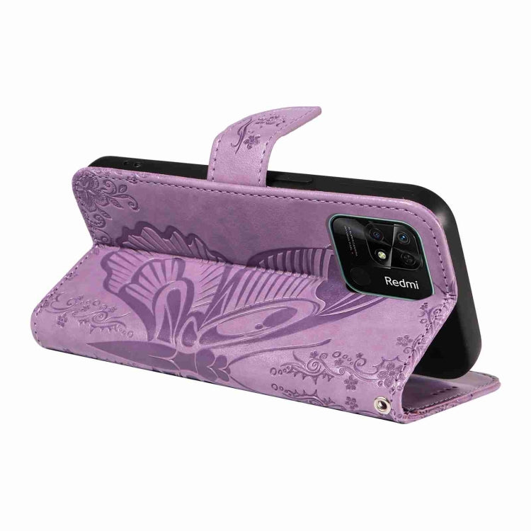 For Xiaomi Redmi 10C Swallowtail Butterfly Embossed Leather Phone Case