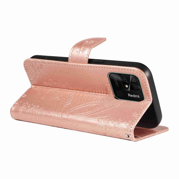 For Xiaomi Redmi 10C Swallowtail Butterfly Embossed Leather Phone Case