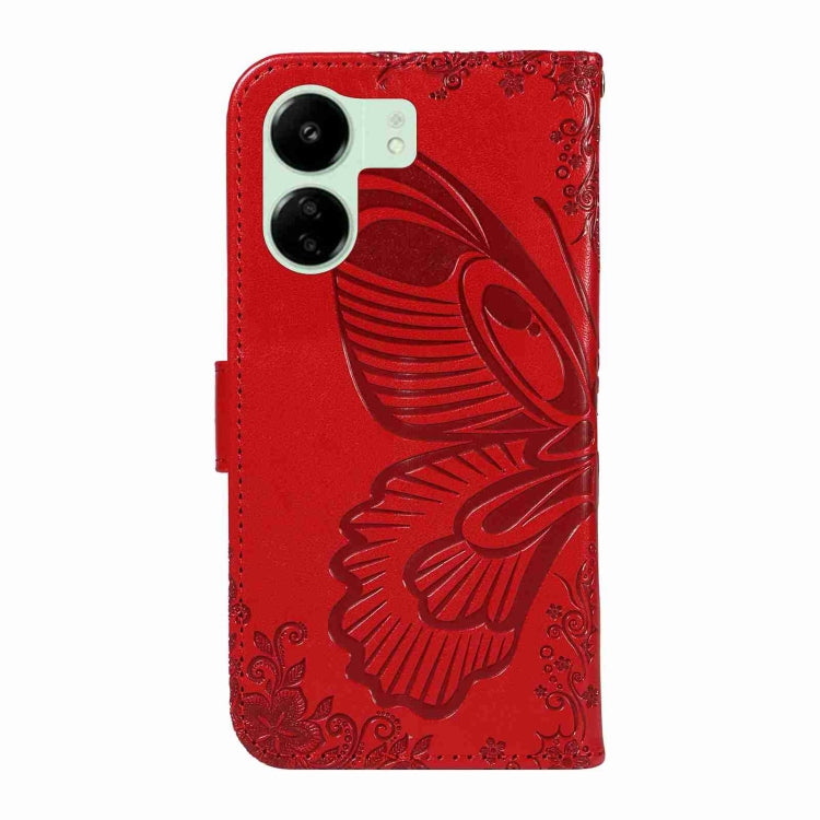 For Xiaomi Redmi 13C / Poco C65 Swallowtail Butterfly Embossed Leather Phone Case