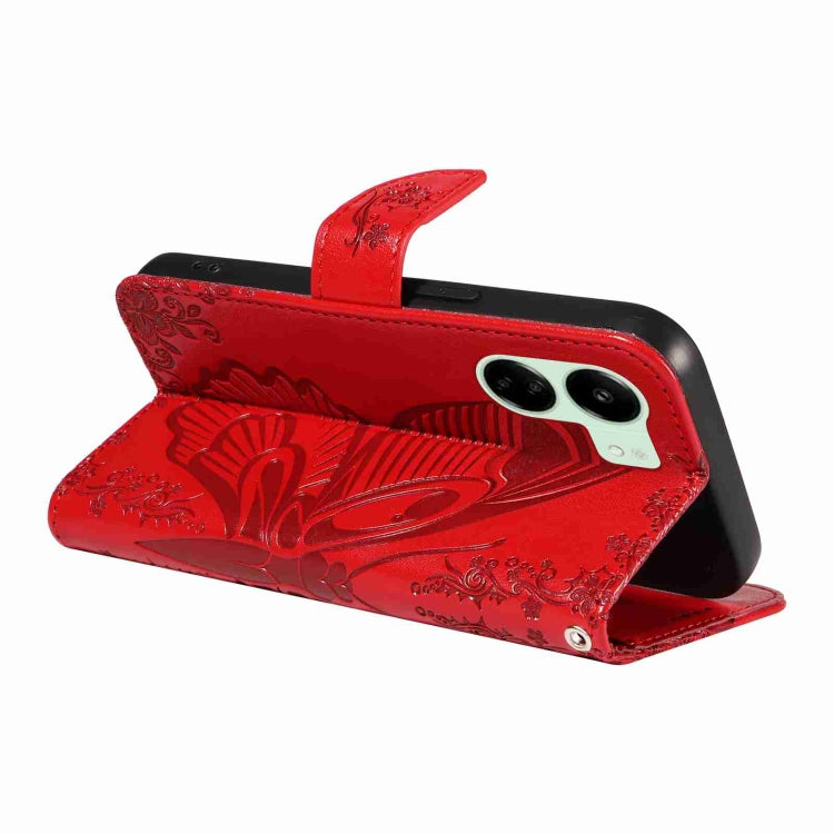 For Xiaomi Redmi 13C / Poco C65 Swallowtail Butterfly Embossed Leather Phone Case