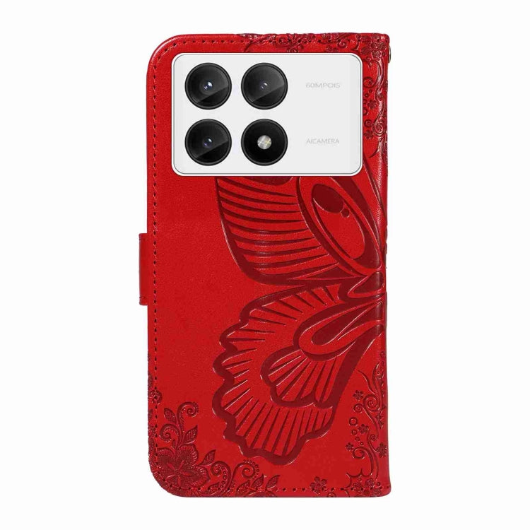 For Xiaomi Redmi K70E Swallowtail Butterfly Embossed Leather Phone Case