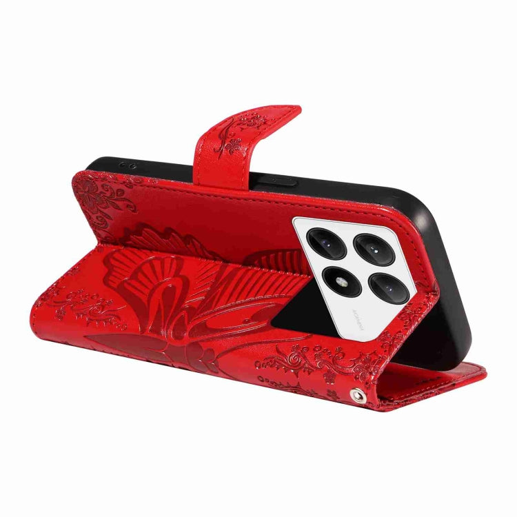 For Xiaomi Redmi K70E Swallowtail Butterfly Embossed Leather Phone Case