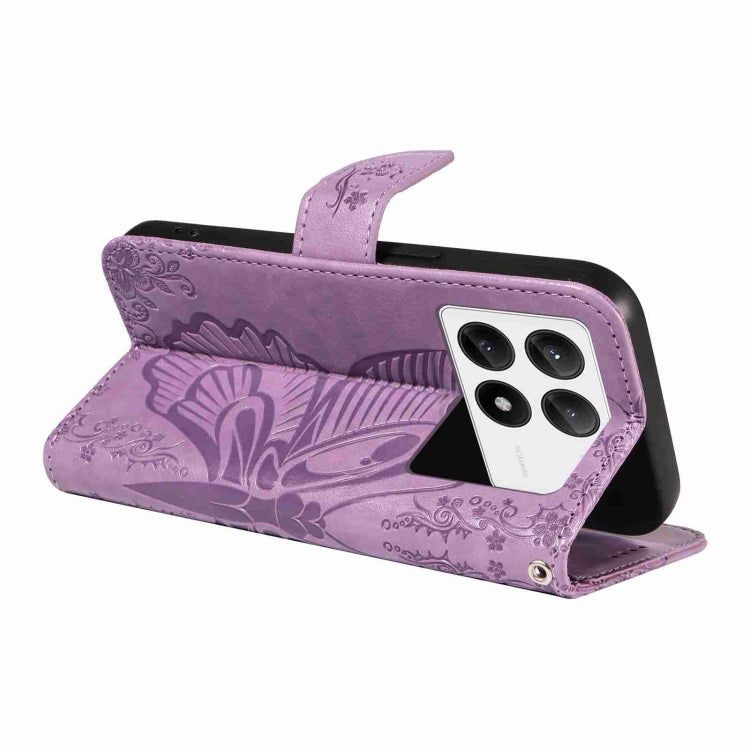 For Xiaomi Redmi K70E Swallowtail Butterfly Embossed Leather Phone Case