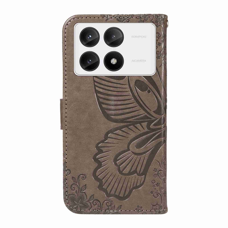 For Xiaomi Redmi K70E Swallowtail Butterfly Embossed Leather Phone Case
