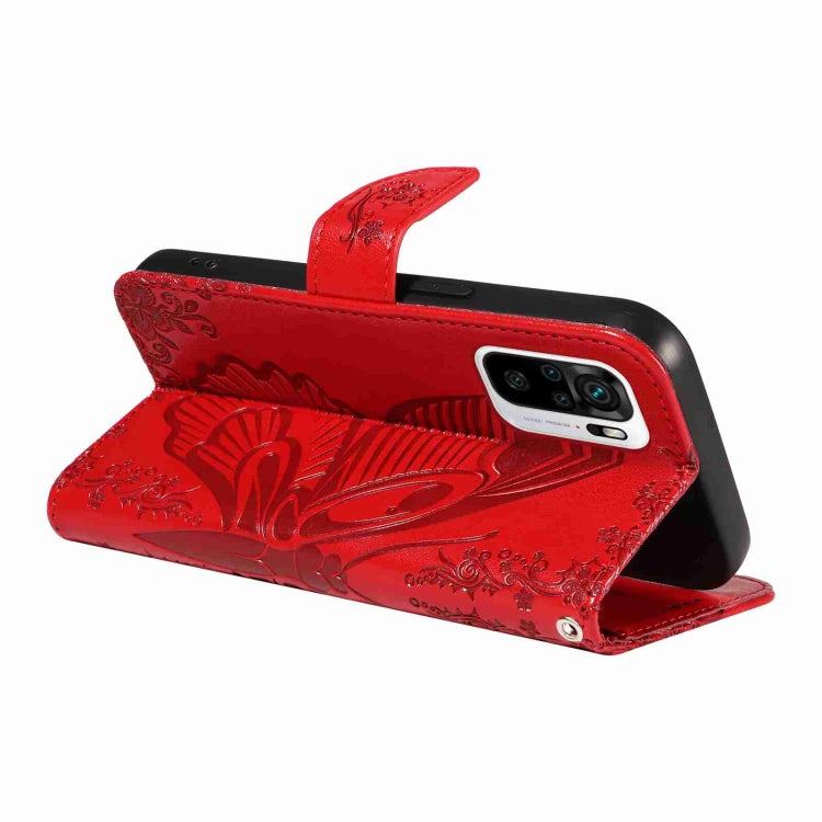 For Xiaomi Redmi Note 10 4G / 10S Swallowtail Butterfly Embossed Leather Phone Case