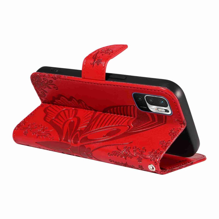For Xiaomi Poco M3 Pro 5G Swallowtail Butterfly Embossed Leather Phone Case