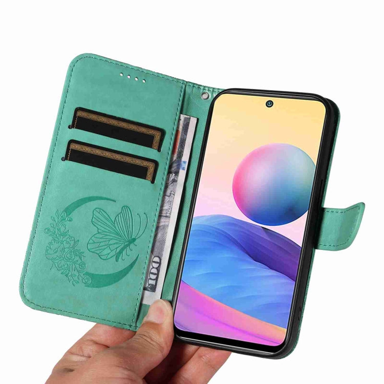 For Xiaomi Poco M3 Pro 5G Swallowtail Butterfly Embossed Leather Phone Case