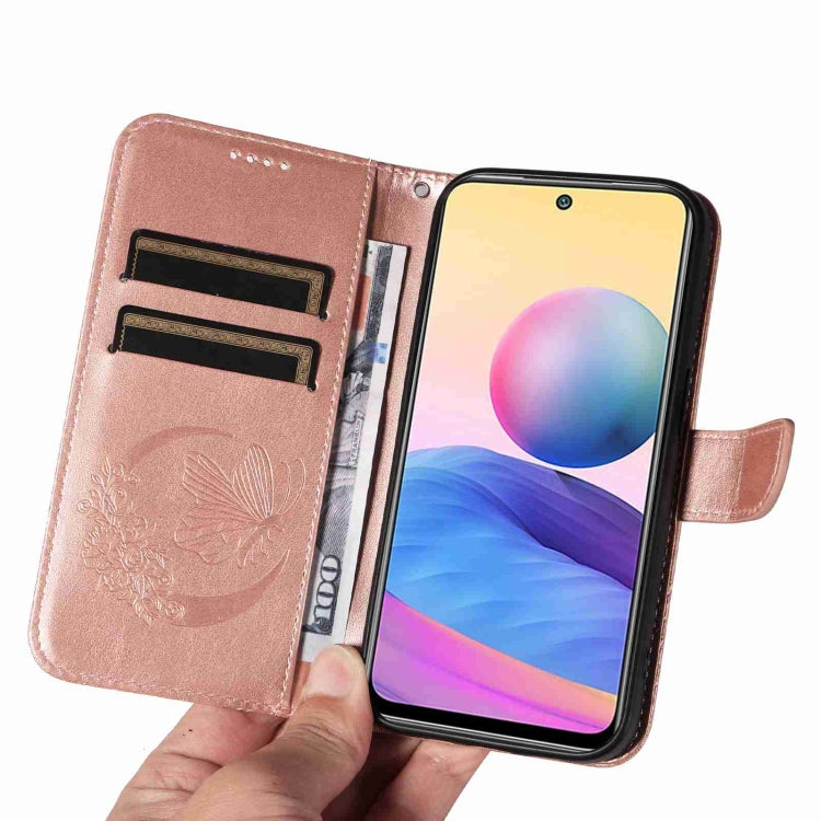 For Xiaomi Poco M3 Pro 5G Swallowtail Butterfly Embossed Leather Phone Case
