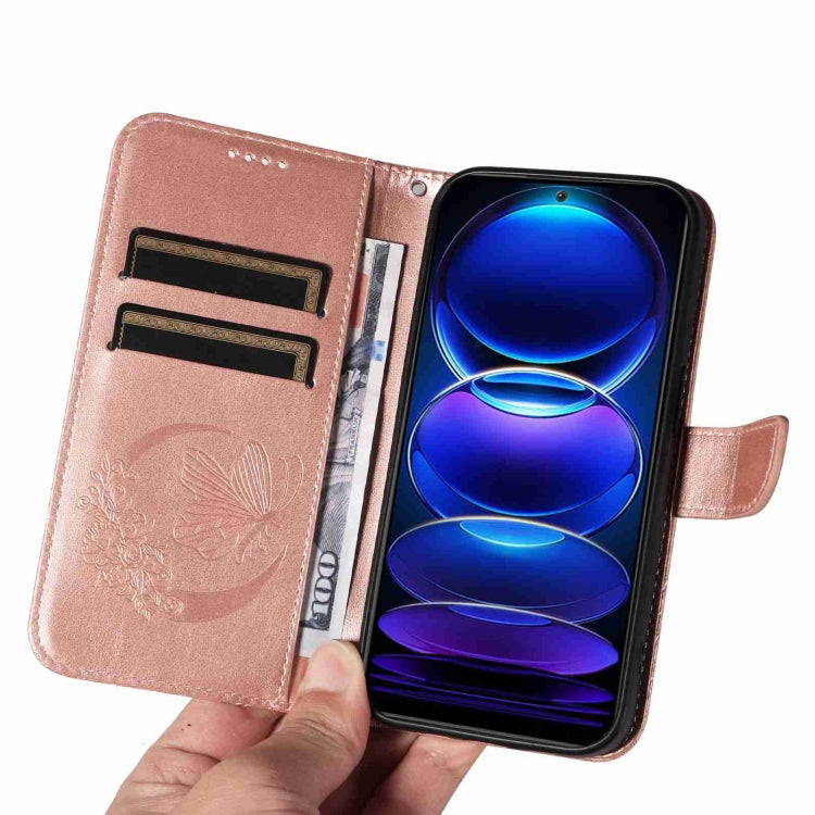 For Xiaomi Redmi Note 12 5G Global Swallowtail Butterfly Embossed Leather Phone Case