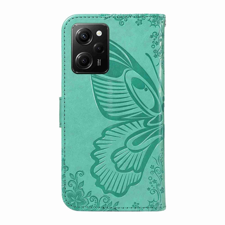 For Xiaomi Poco X5 Pro 5G Swallowtail Butterfly Embossed Leather Phone Case