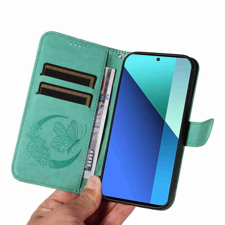 For Xiaomi Redmi Note 13 4G Swallowtail Butterfly Embossed Leather Phone Case