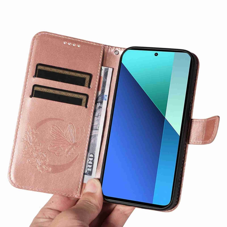 For Xiaomi Redmi Note 13 4G Swallowtail Butterfly Embossed Leather Phone Case