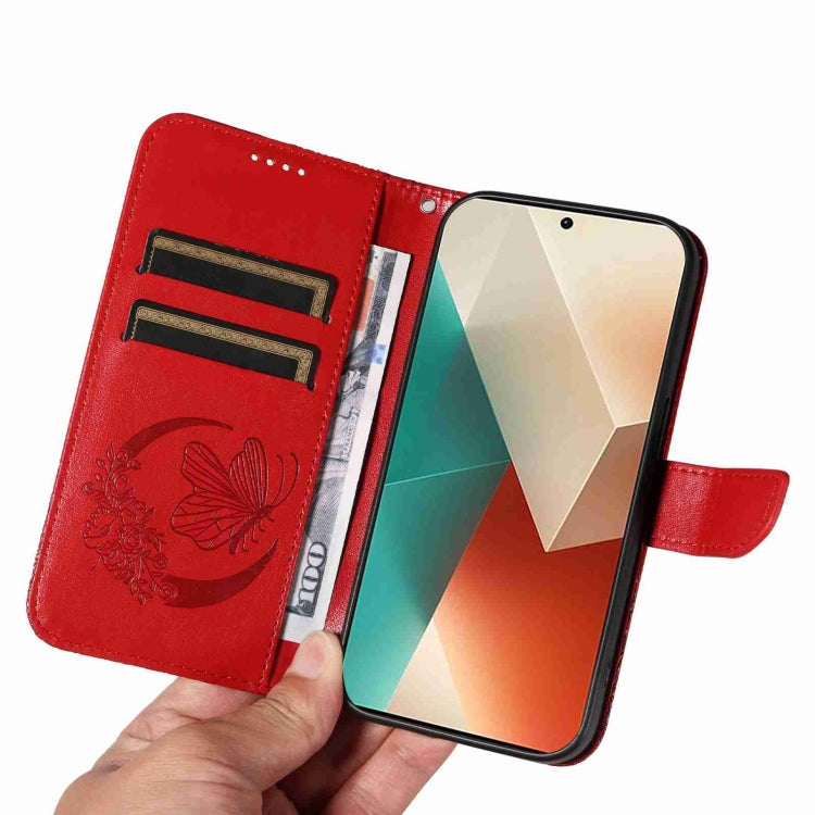 For Xiaomi Redmi Note 13 5G Swallowtail Butterfly Embossed Leather Phone Case