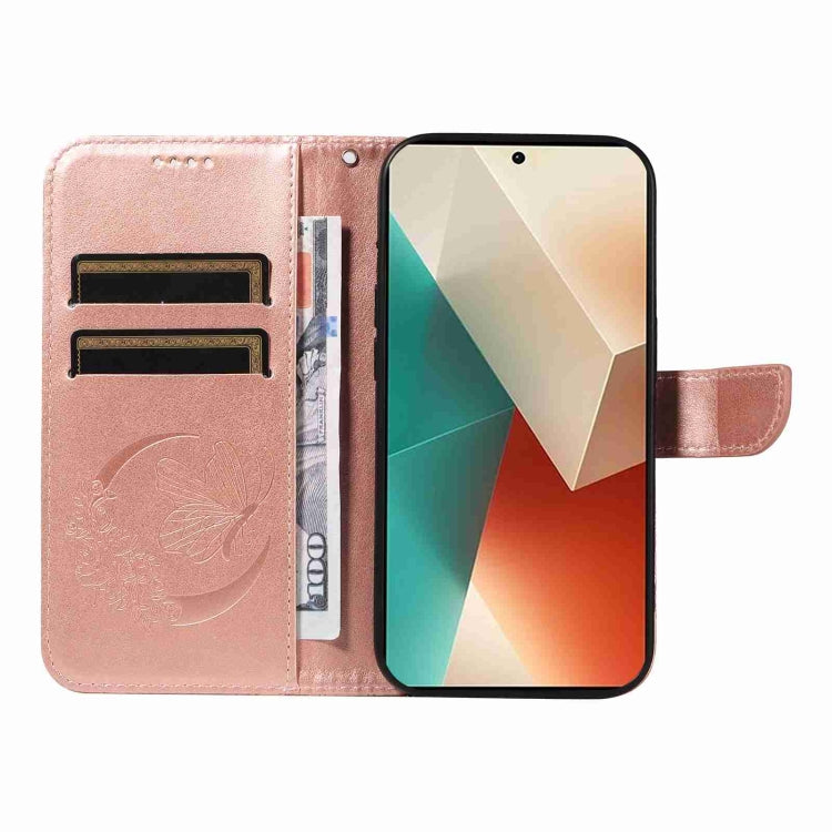 For Xiaomi Redmi Note 13 5G Swallowtail Butterfly Embossed Leather Phone Case