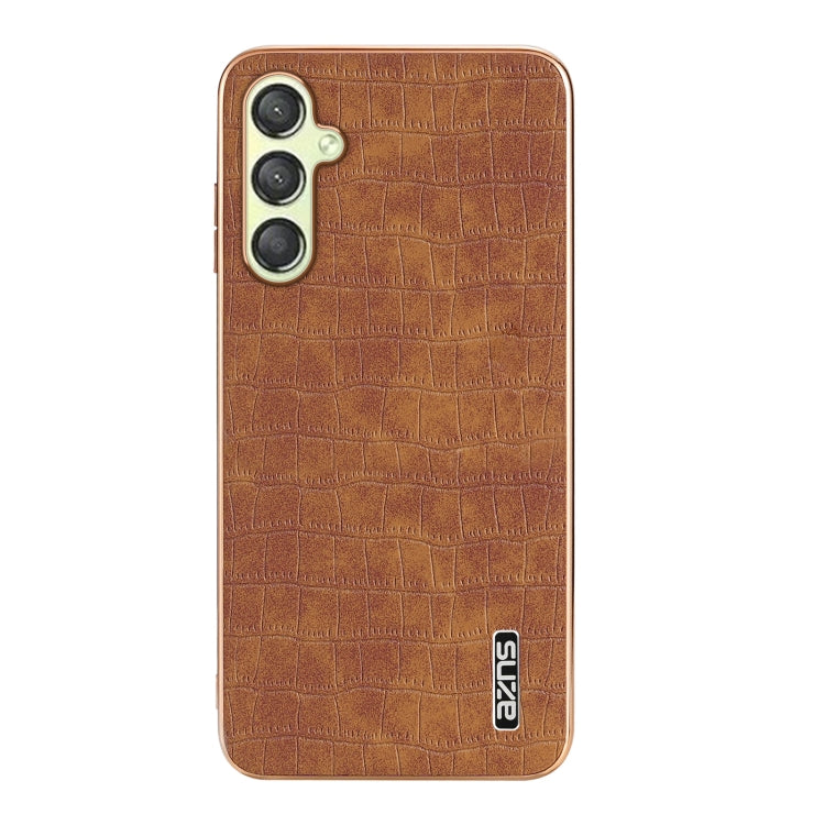 For Samsung Galaxy A05s / M14 AZNS Electroplated Frame Crocodile Texture Full Coverage Phone Case
