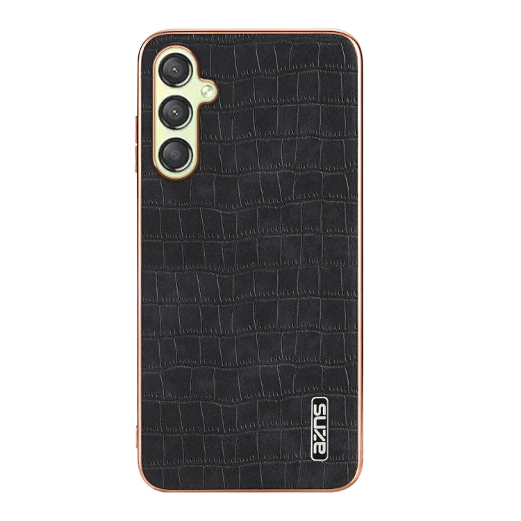 For Samsung Galaxy A15 AZNS Electroplated Frame Crocodile Texture Full Coverage Phone Case