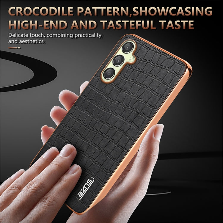 For Samsung Galaxy A15 AZNS Electroplated Frame Crocodile Texture Full Coverage Phone Case