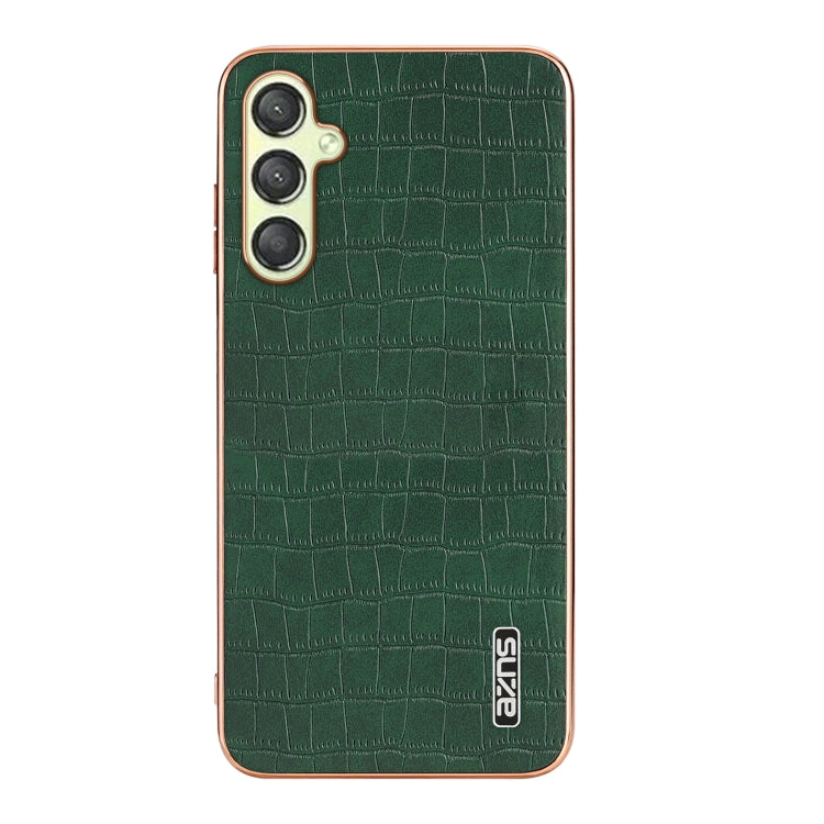 For Samsung Galaxy A15 AZNS Electroplated Frame Crocodile Texture Full Coverage Phone Case