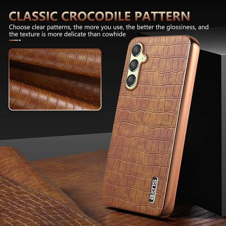For Samsung Galaxy A15 AZNS Electroplated Frame Crocodile Texture Full Coverage Phone Case