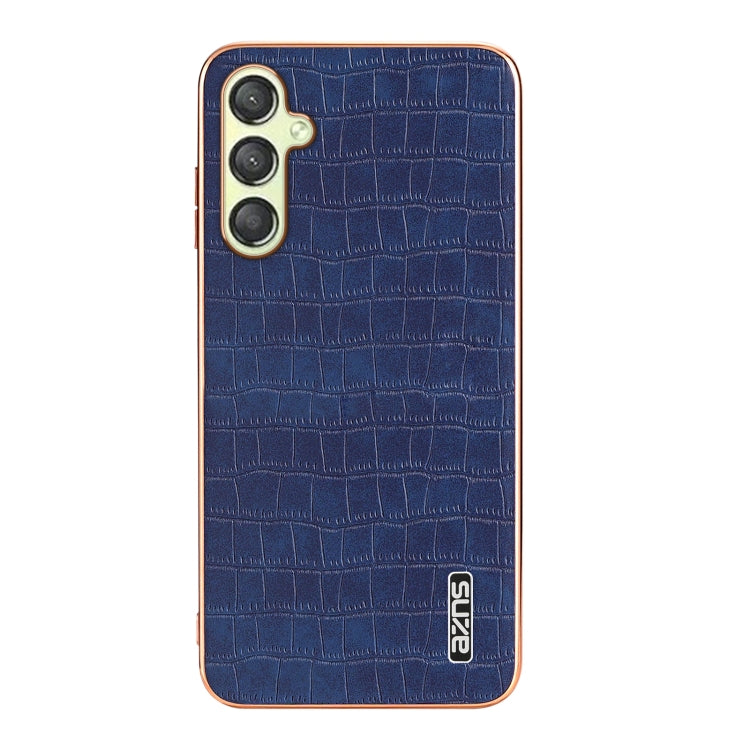 For Samsung Galaxy A15 AZNS Electroplated Frame Crocodile Texture Full Coverage Phone Case