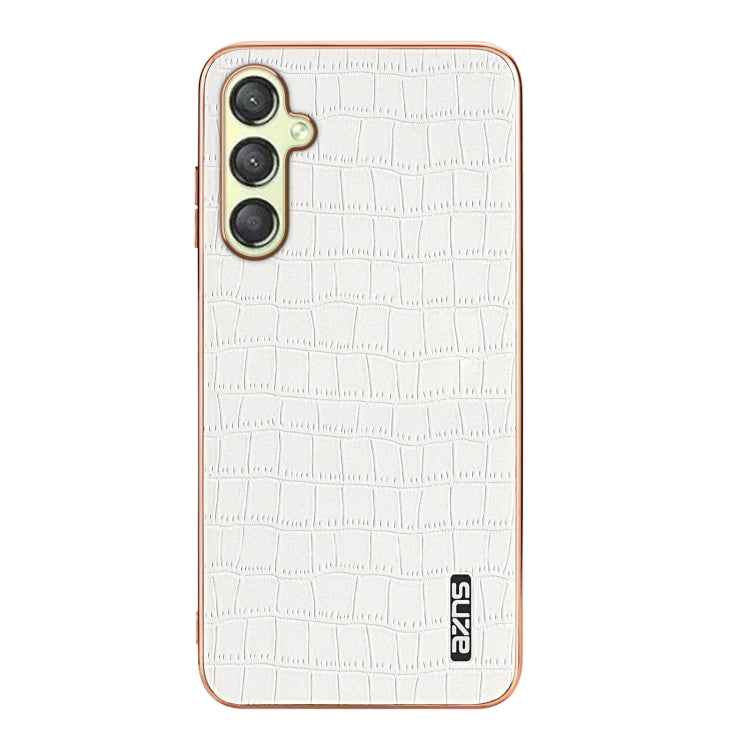 For Samsung Galaxy A15 AZNS Electroplated Frame Crocodile Texture Full Coverage Phone Case