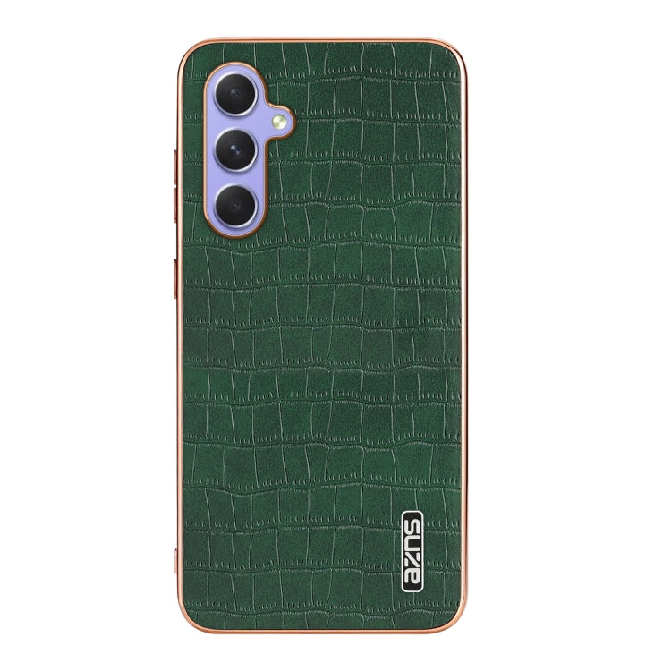 For Samsung Galaxy A55 AZNS Electroplated Frame Crocodile Texture Full Coverage Phone Case