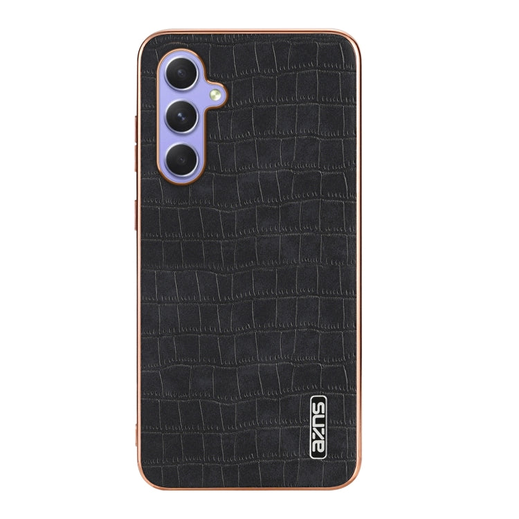 For Samsung Galaxy S23 FE 5G AZNS Electroplated Frame Crocodile Texture Full Coverage Phone Case