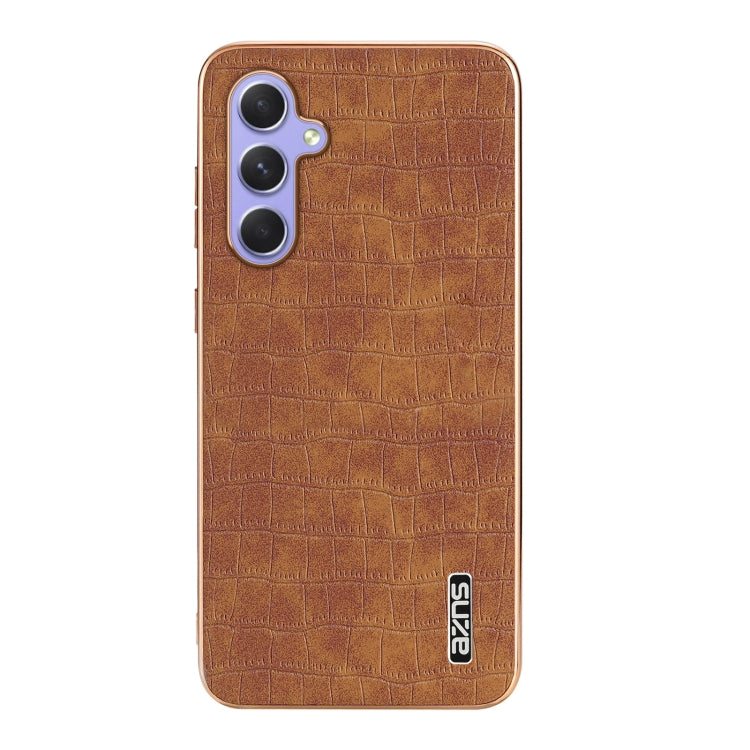 For Samsung Galaxy S23 FE 5G AZNS Electroplated Frame Crocodile Texture Full Coverage Phone Case