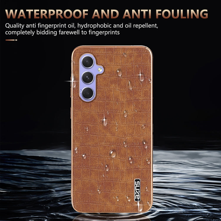 For Samsung Galaxy S23 FE 5G AZNS Electroplated Frame Crocodile Texture Full Coverage Phone Case