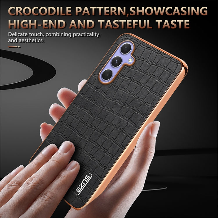 For Samsung Galaxy S23 FE 5G AZNS Electroplated Frame Crocodile Texture Full Coverage Phone Case