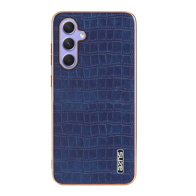 For Samsung Galaxy S23 FE 5G AZNS Electroplated Frame Crocodile Texture Full Coverage Phone Case