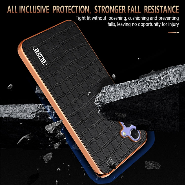 For Samsung Galaxy S23 FE 5G AZNS Electroplated Frame Crocodile Texture Full Coverage Phone Case
