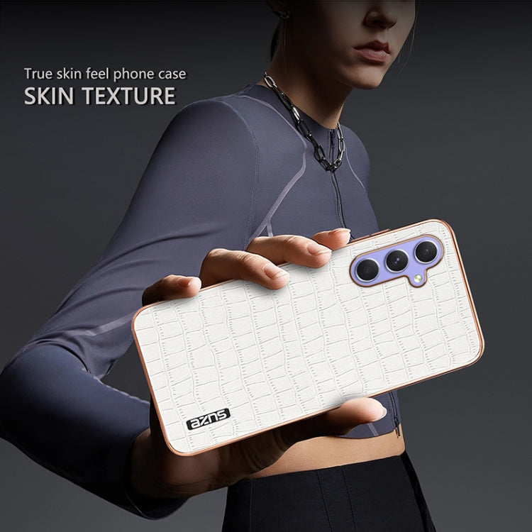 For Samsung Galaxy S23 FE 5G AZNS Electroplated Frame Crocodile Texture Full Coverage Phone Case