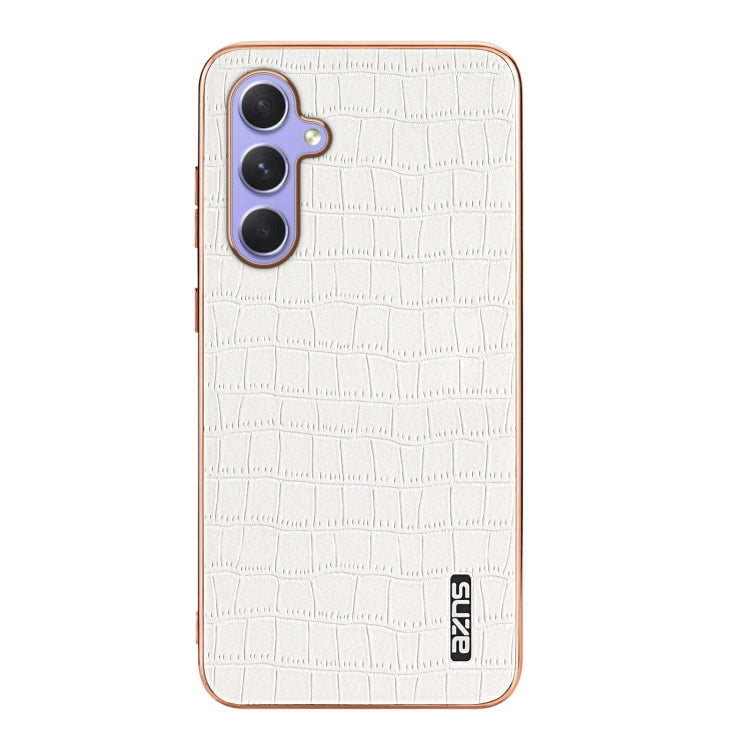 For Samsung Galaxy S23 FE 5G AZNS Electroplated Frame Crocodile Texture Full Coverage Phone Case