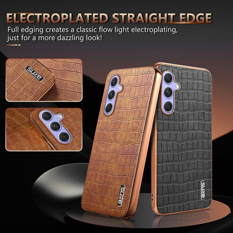 For Samsung Galaxy S23 FE 5G AZNS Electroplated Frame Crocodile Texture Full Coverage Phone Case