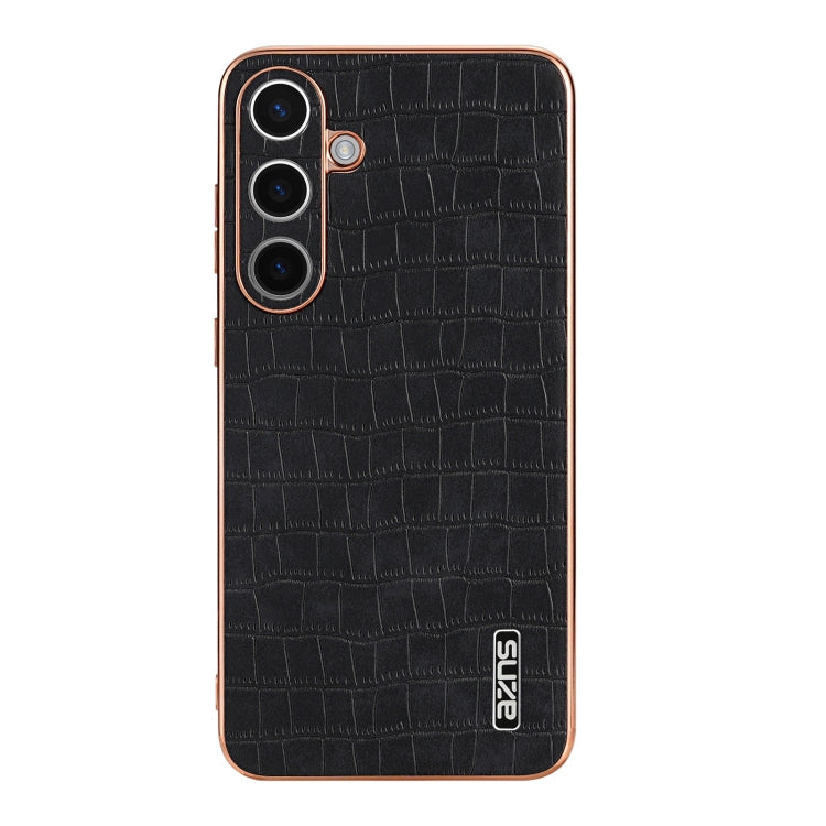 For Samsung Galaxy S24+ 5G AZNS Electroplated Frame Crocodile Texture Full Coverage Phone Case