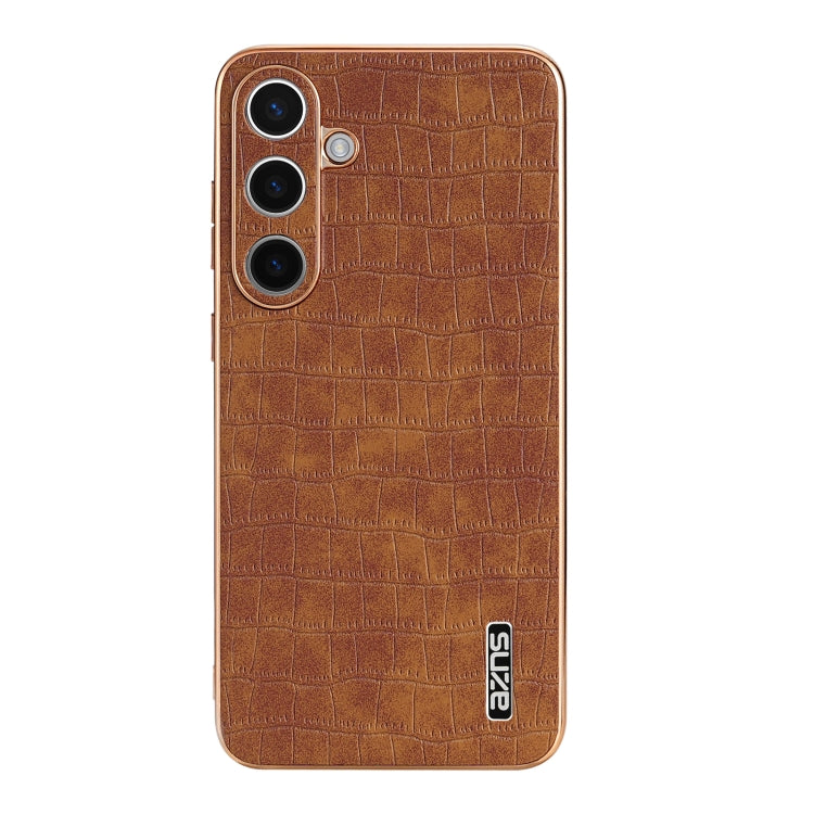 For Samsung Galaxy S24+ 5G AZNS Electroplated Frame Crocodile Texture Full Coverage Phone Case