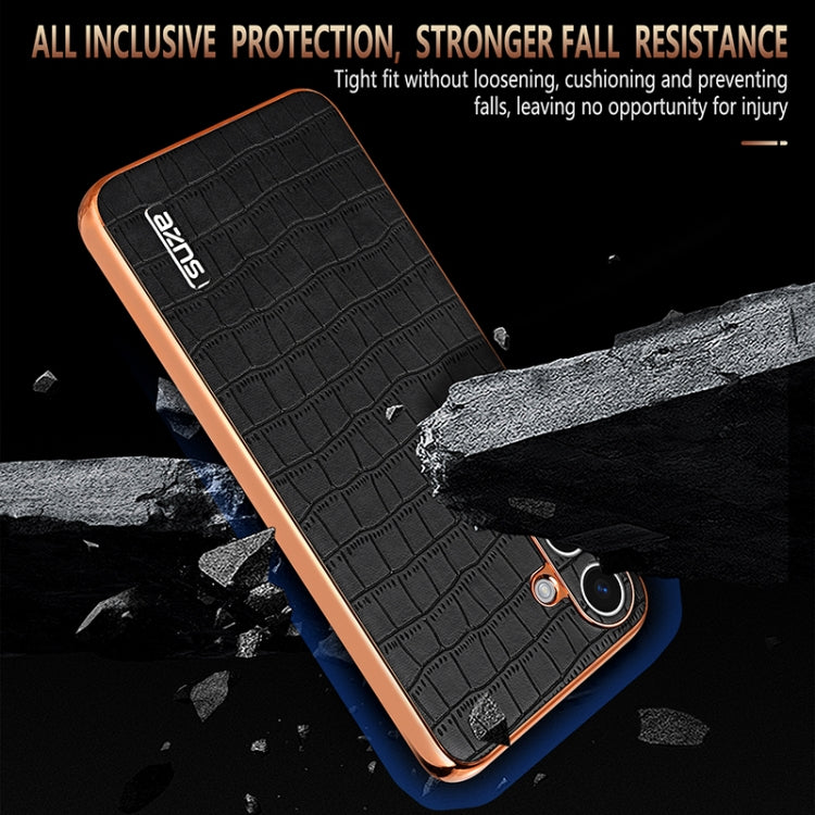 For Samsung Galaxy S24+ 5G AZNS Electroplated Frame Crocodile Texture Full Coverage Phone Case