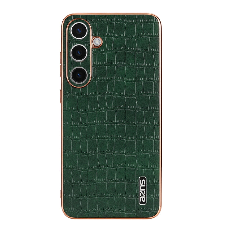 For Samsung Galaxy S24+ 5G AZNS Electroplated Frame Crocodile Texture Full Coverage Phone Case