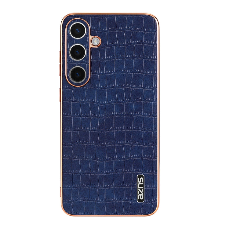 For Samsung Galaxy S24+ 5G AZNS Electroplated Frame Crocodile Texture Full Coverage Phone Case