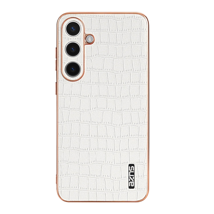 For Samsung Galaxy S24+ 5G AZNS Electroplated Frame Crocodile Texture Full Coverage Phone Case