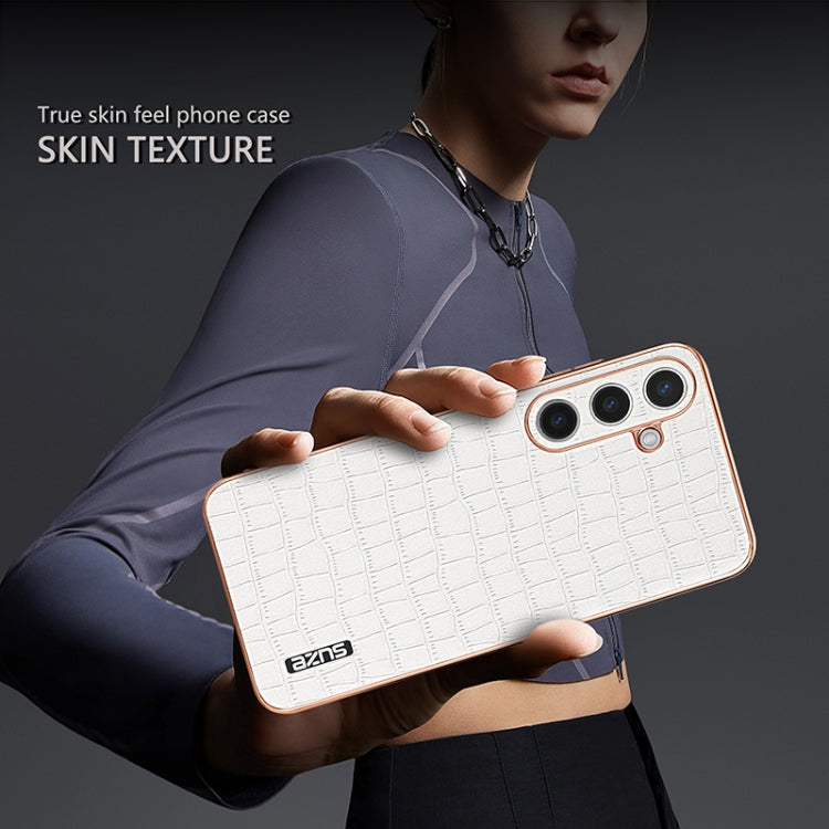 For Samsung Galaxy S24+ 5G AZNS Electroplated Frame Crocodile Texture Full Coverage Phone Case