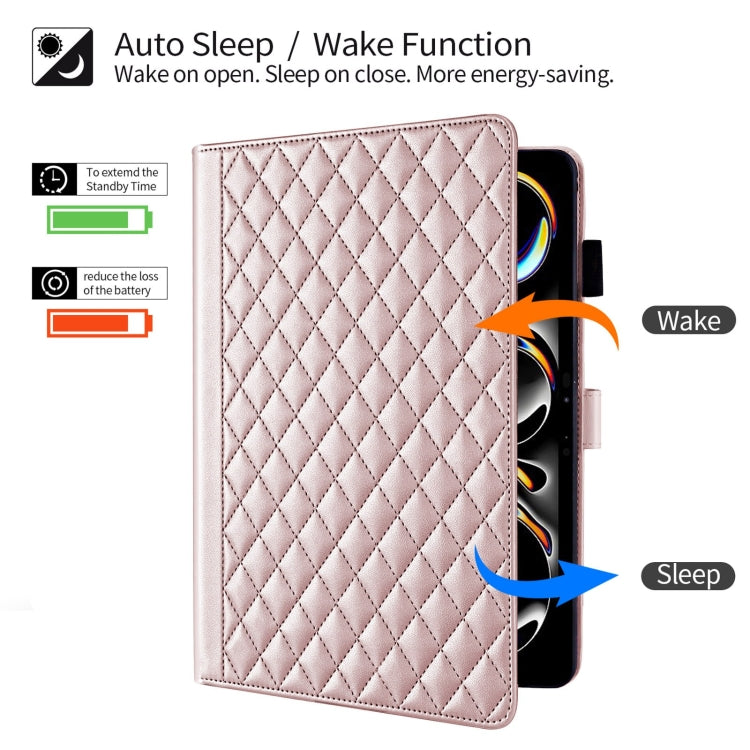 For iPad Pro 13 2025 / 2024 Rhombus Lattice Leather Smart Tablet Case