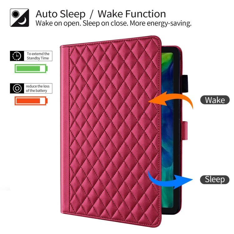 For iPad Pro 12.9 2022 / 2021 / 2020 Rhombus Lattice Leather Smart Tablet Case