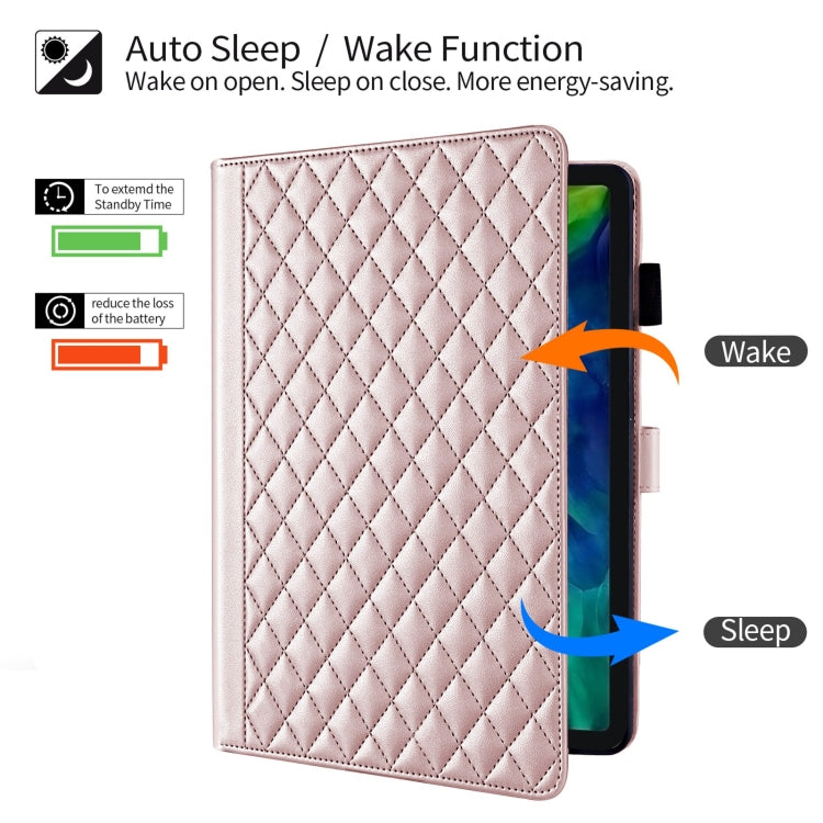 For iPad Pro 11 2022 / 2021 / 2020 Rhombus Lattice Leather Smart Tablet Case