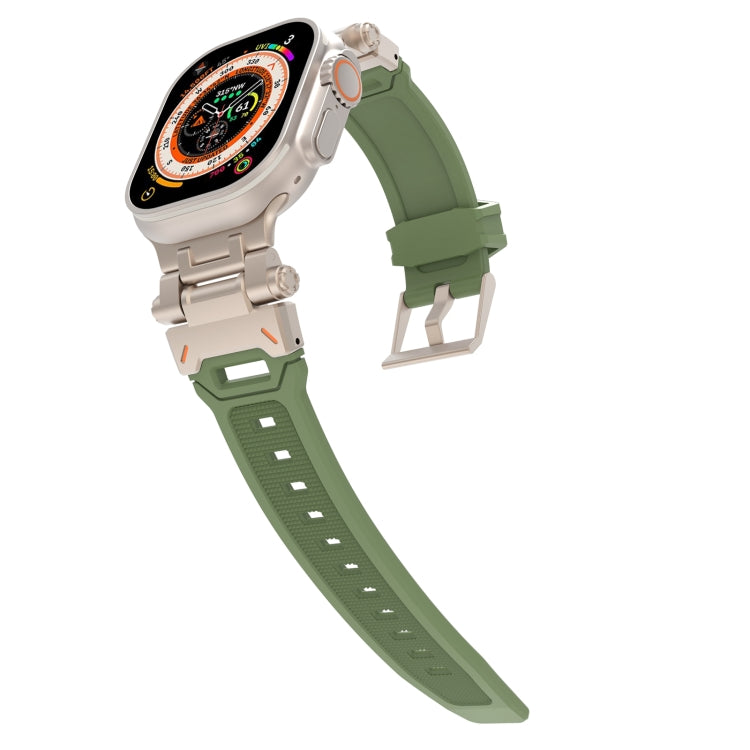 For Apple Watch Series 6 44mm Stainless Steel Connector TPU Watch Band