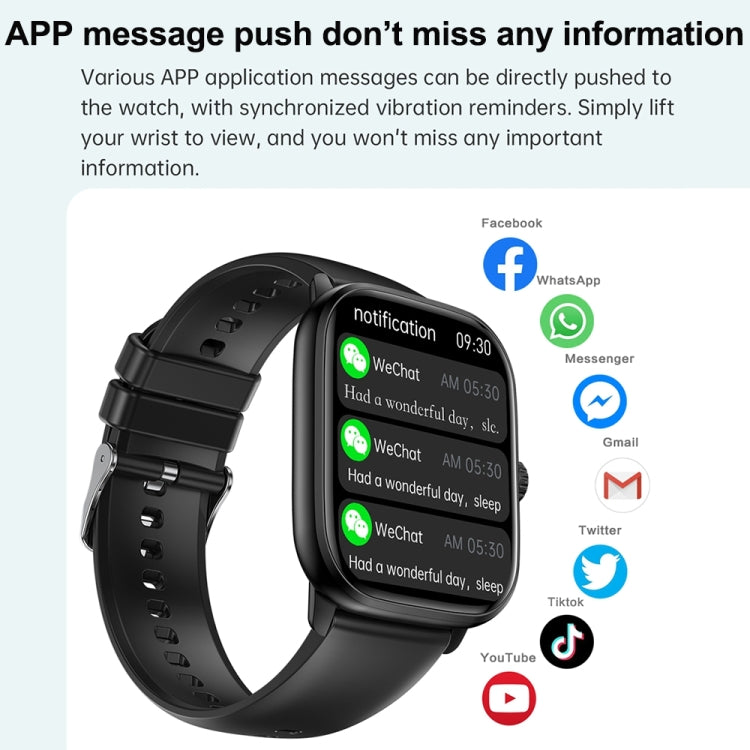 Y80 2.01 inch IPS HD Screen Smart Watch Supports Bluetooth Call / Health Monitoring - Black