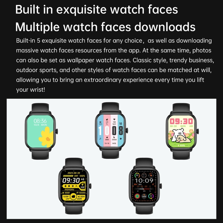 Y80 2.01 inch IPS HD Screen Smart Watch Supports Bluetooth Call / Health Monitoring - Black