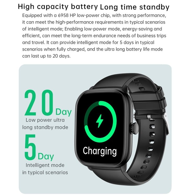 Y80 2.01 inch IPS HD Screen Smart Watch Supports Bluetooth Call / Health Monitoring - Black